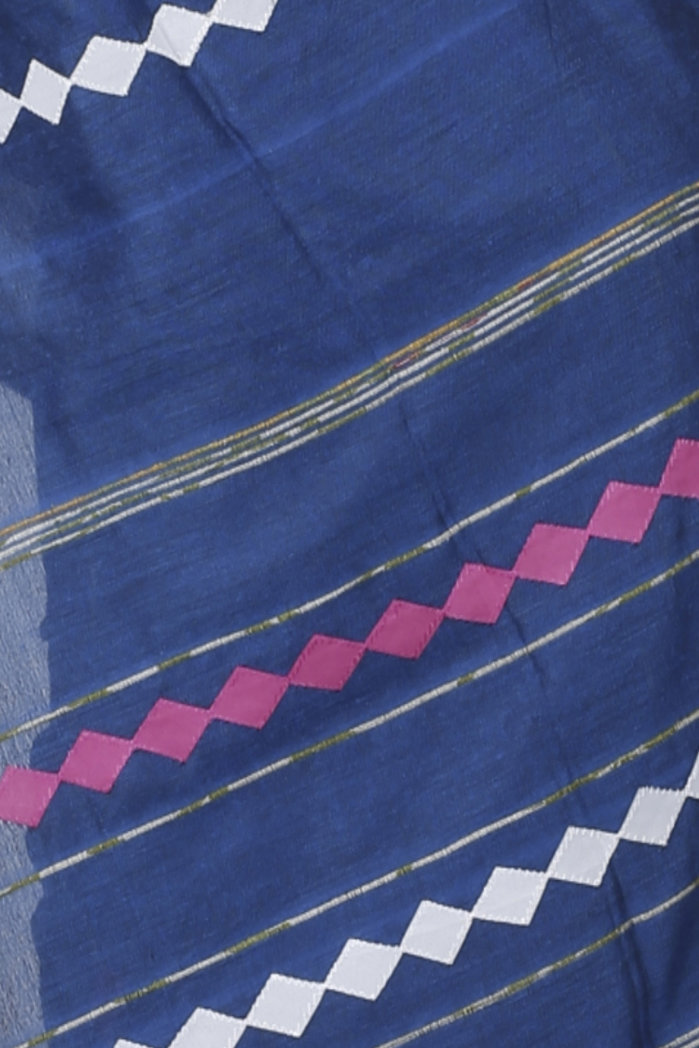 Blue Pure Cotton Tika Applique Saree (1243)